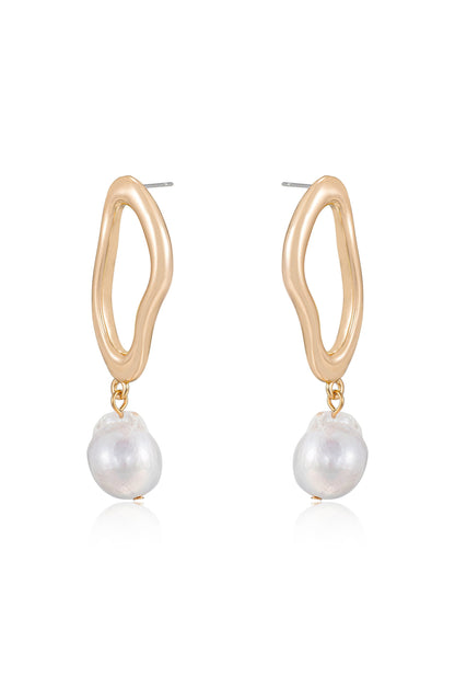 Open Circle Freshwater Pearl Earrings