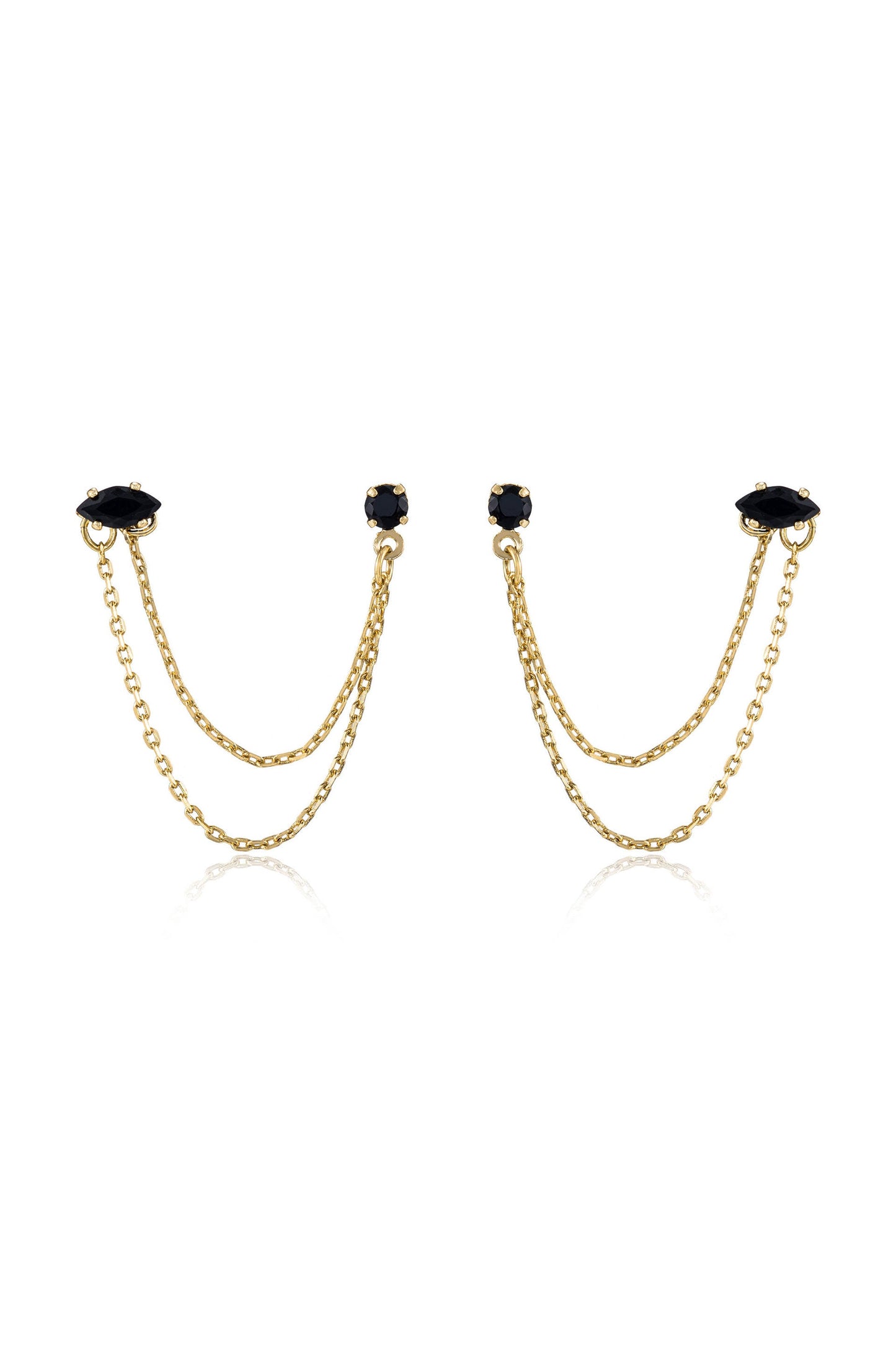 Double Piercing Chain Dangle Earrings