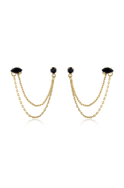 Double Piercing Chain Dangle Earrings