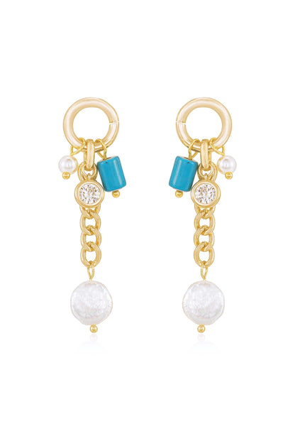 Pearl and Charm Dangle Earrings