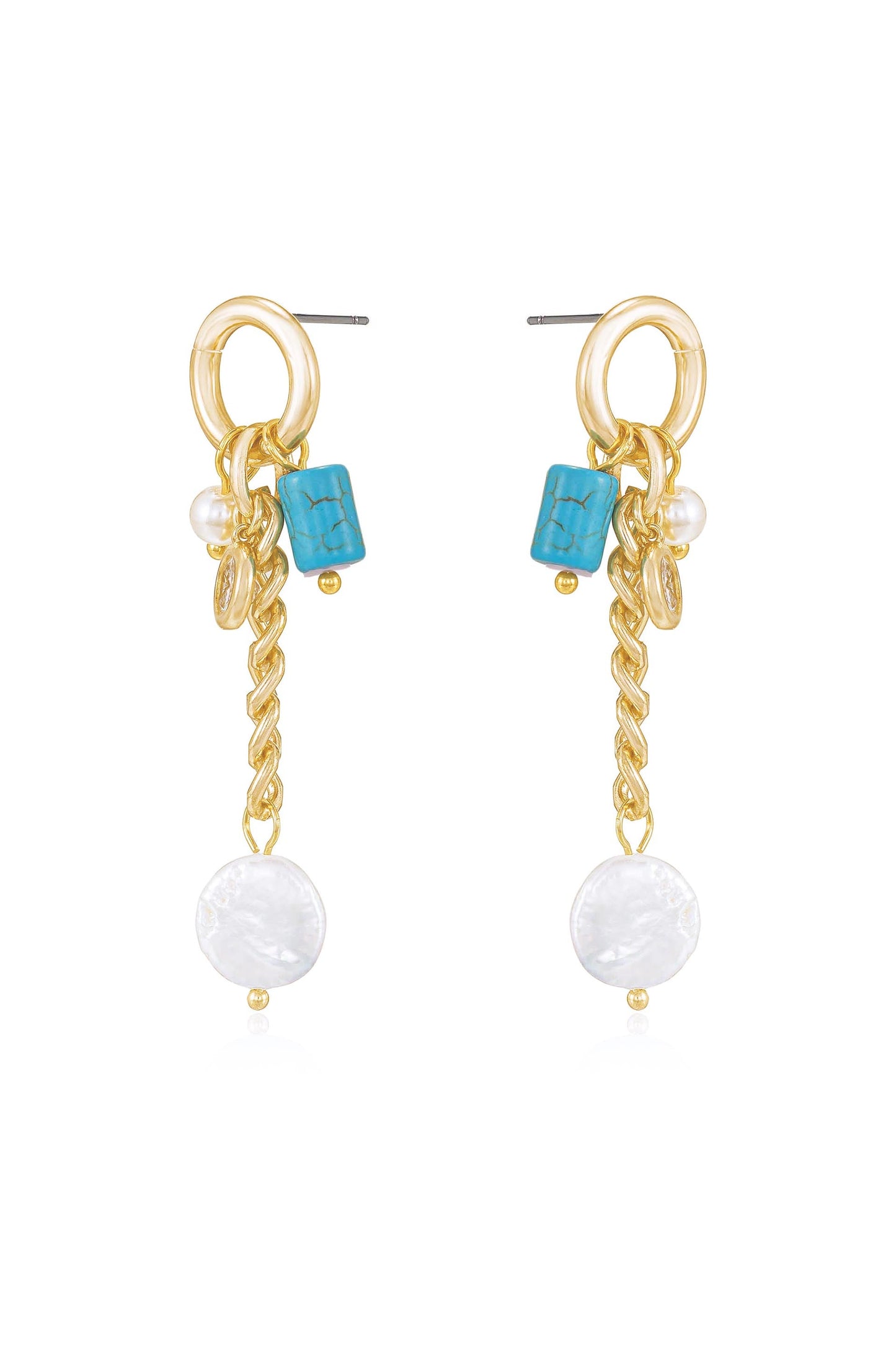 Pearl and Charm Dangle Earrings