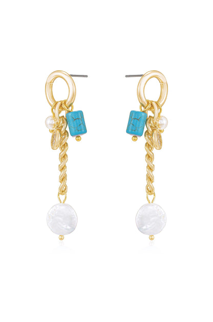 Pearl and Charm Dangle Earrings