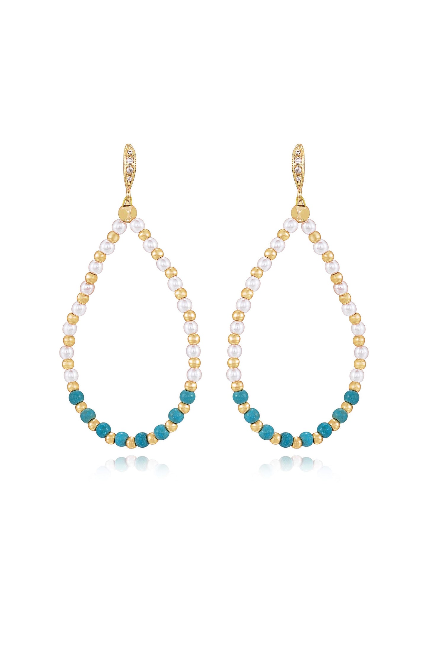 Turquoise and Pearl Teardrop Earrings