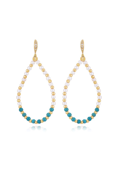 Turquoise and Pearl Teardrop Earrings