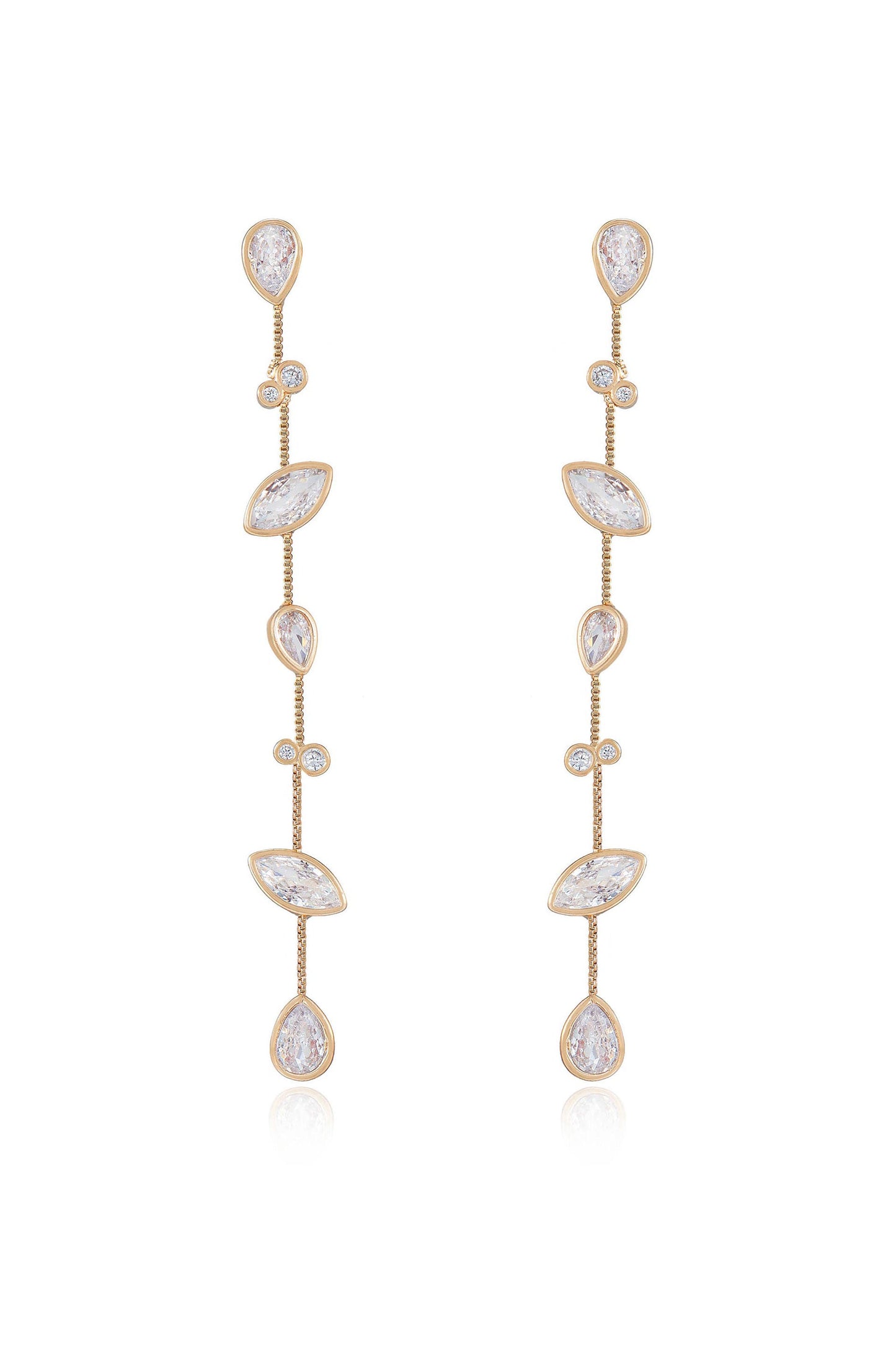 Falling Bezel Crystal Dangle Earrings