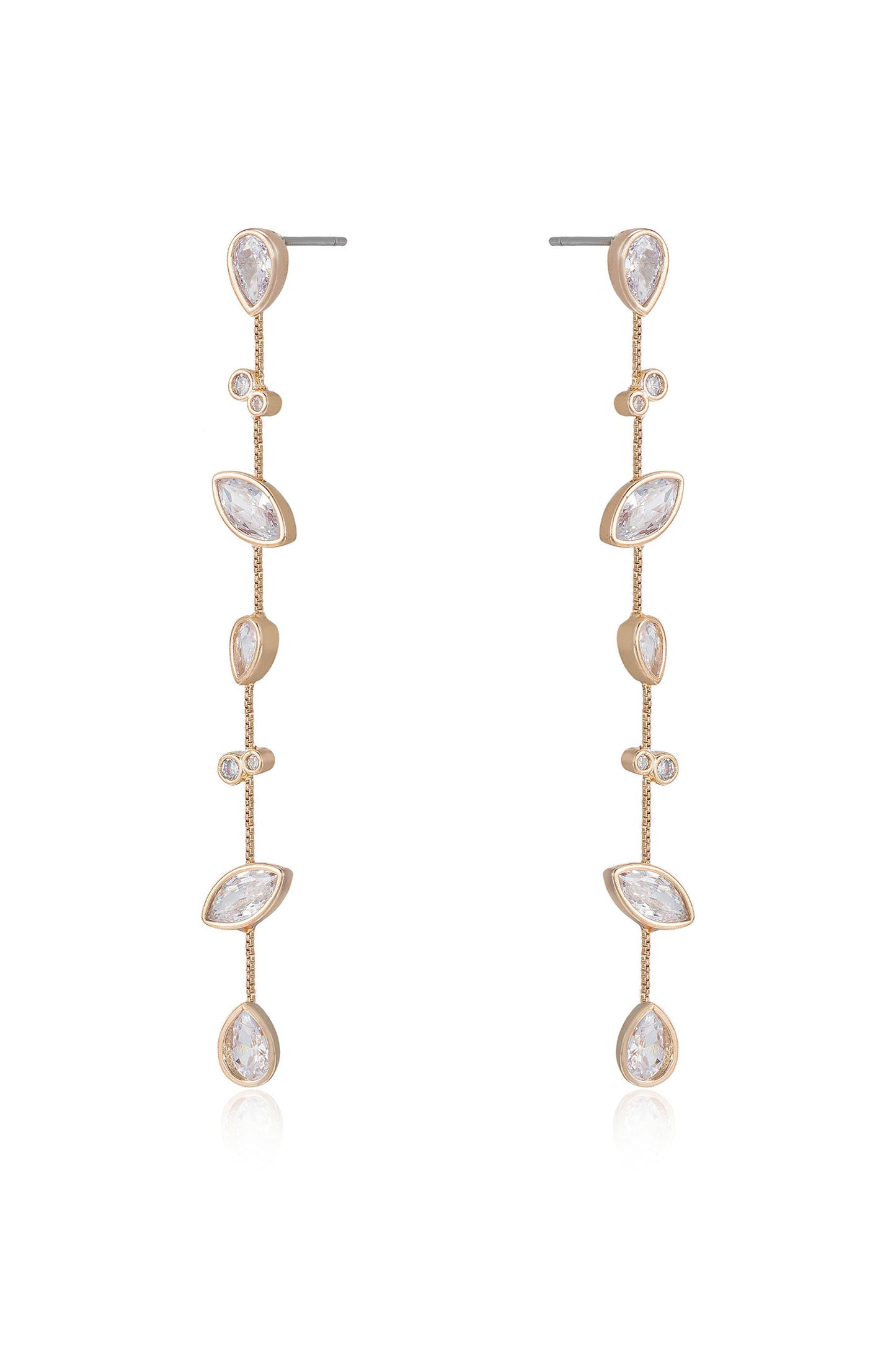 Falling Bezel Crystal Dangle Earrings