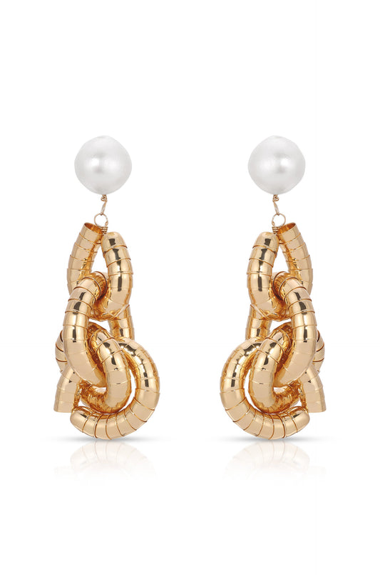 Liquid Gold Pearl Drop Earrings