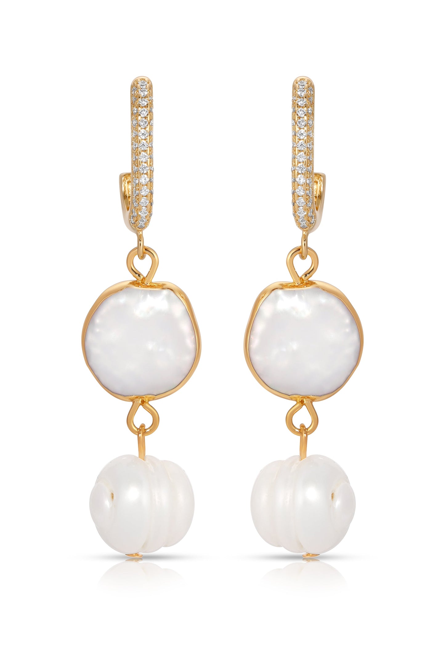 Dangling Freshwater Pearl Huggie Hoop Earrings