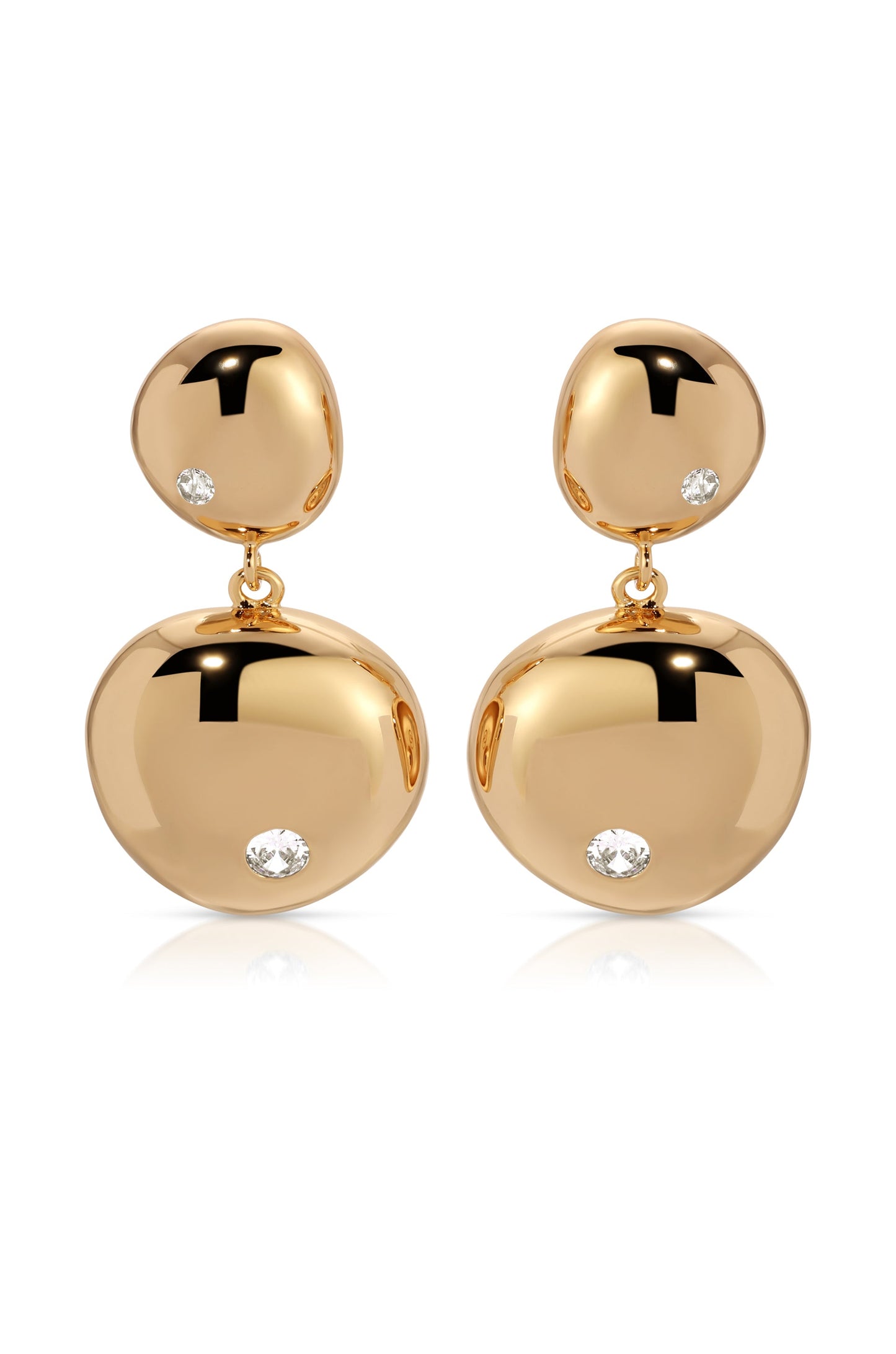 Polished Double Pebble Drop Earrings