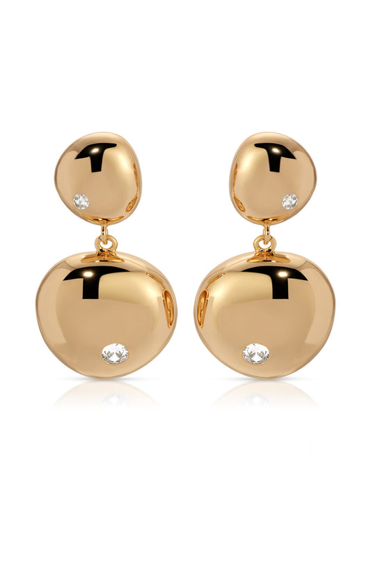 Polished Double Pebble Drop Earrings