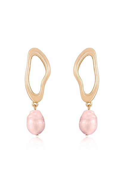 Open Circle Freshwater Pearl Earrings