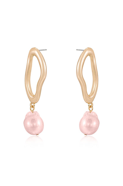 Open Circle Freshwater Pearl Earrings