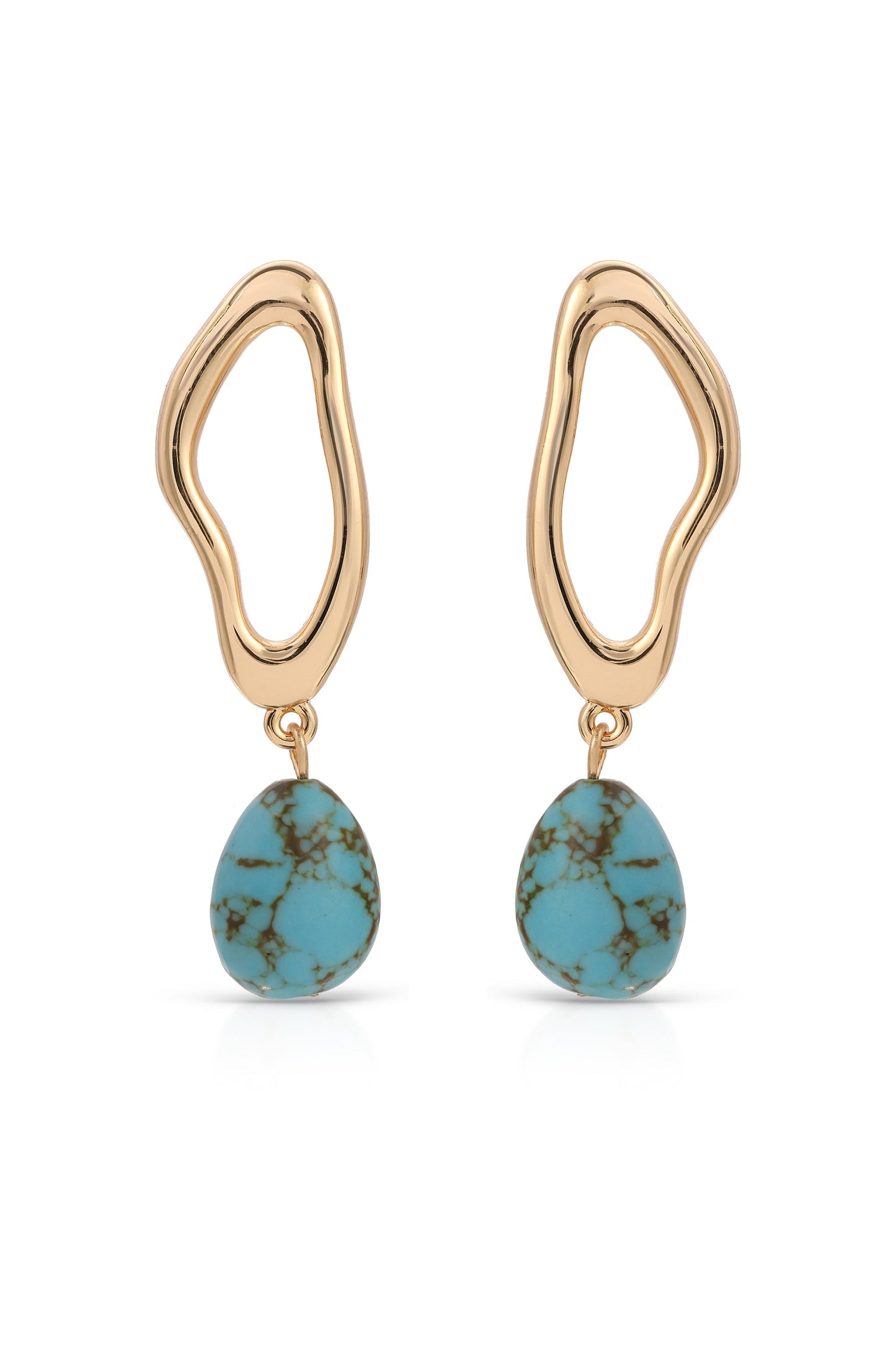 Open Circle Turquoise Dangle Earrings