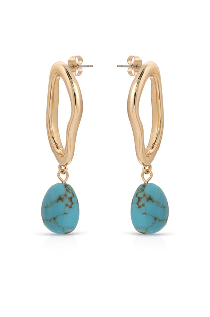 Open Circle Turquoise Dangle Earrings