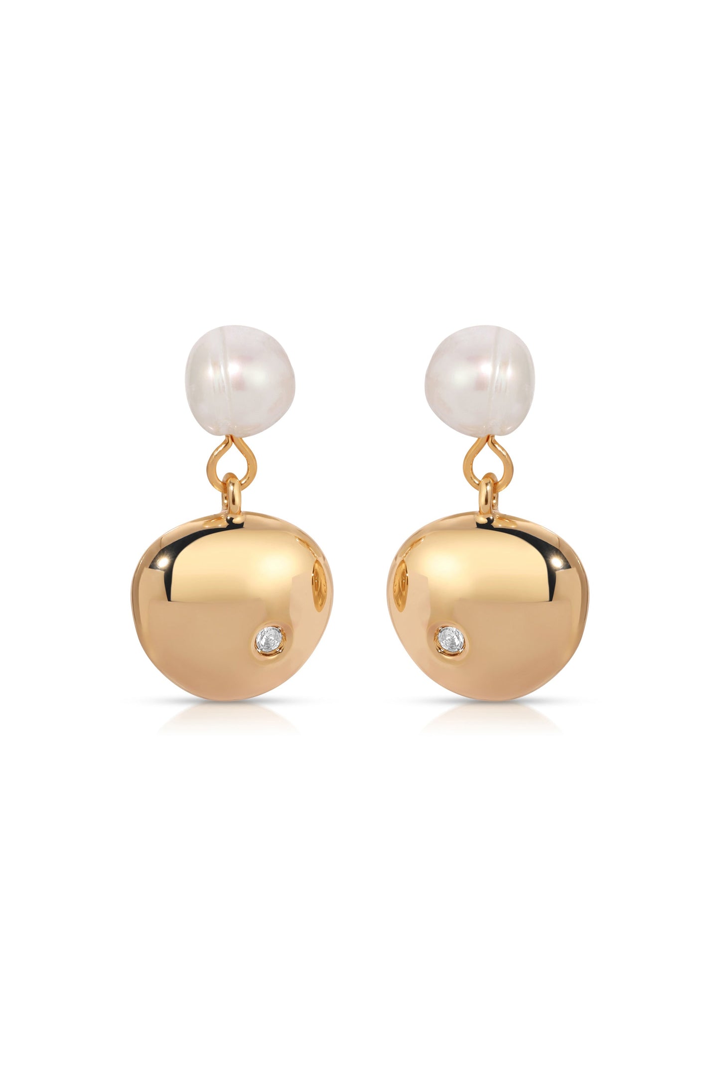 Small Pebble and Pearl Dangle Earrings