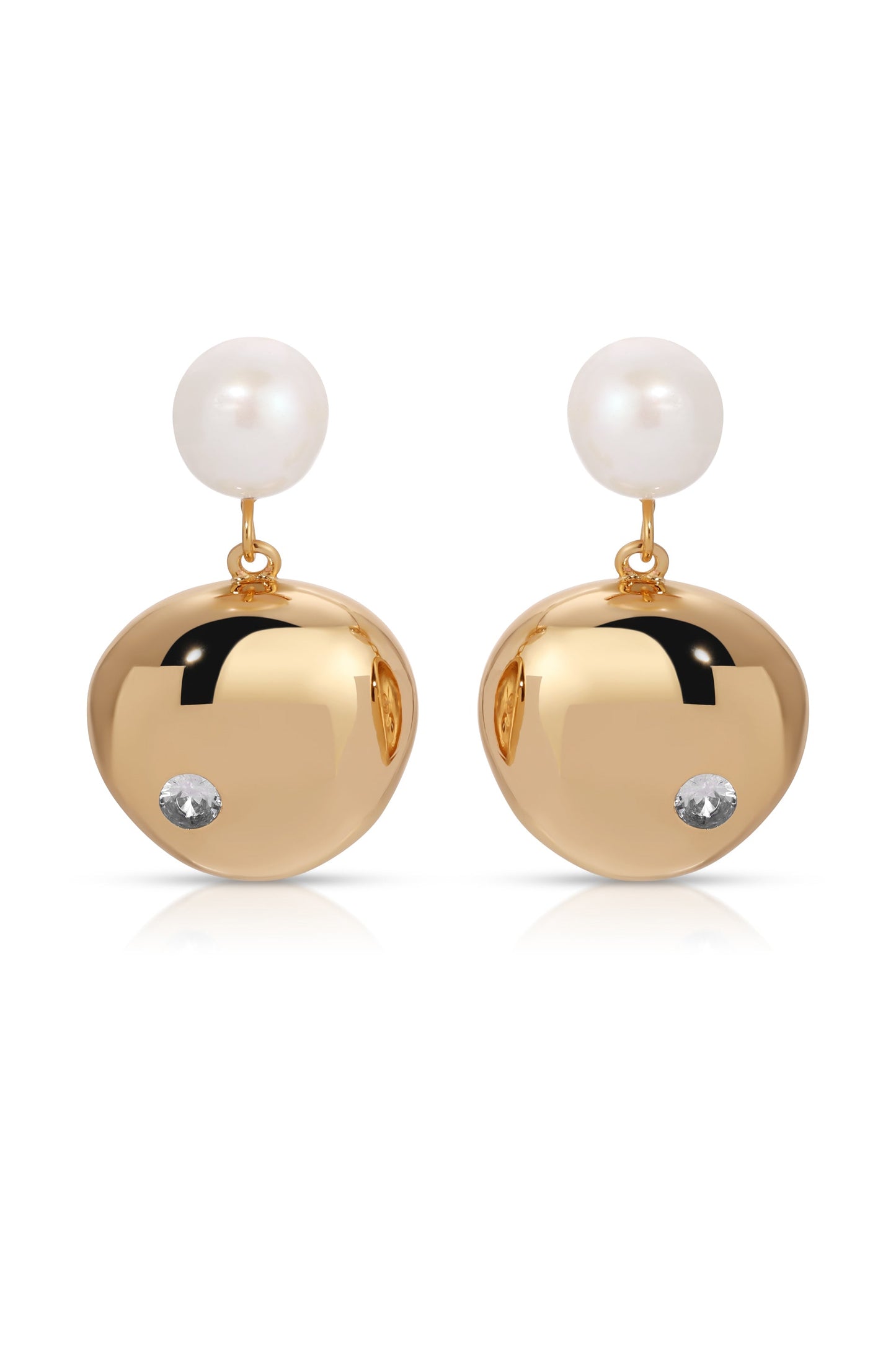 Large Pebble and Pearl Dangle Earrings