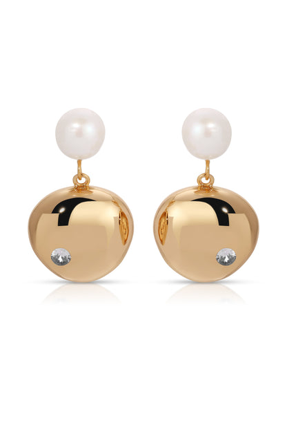 Large Pebble and Pearl Dangle Earrings