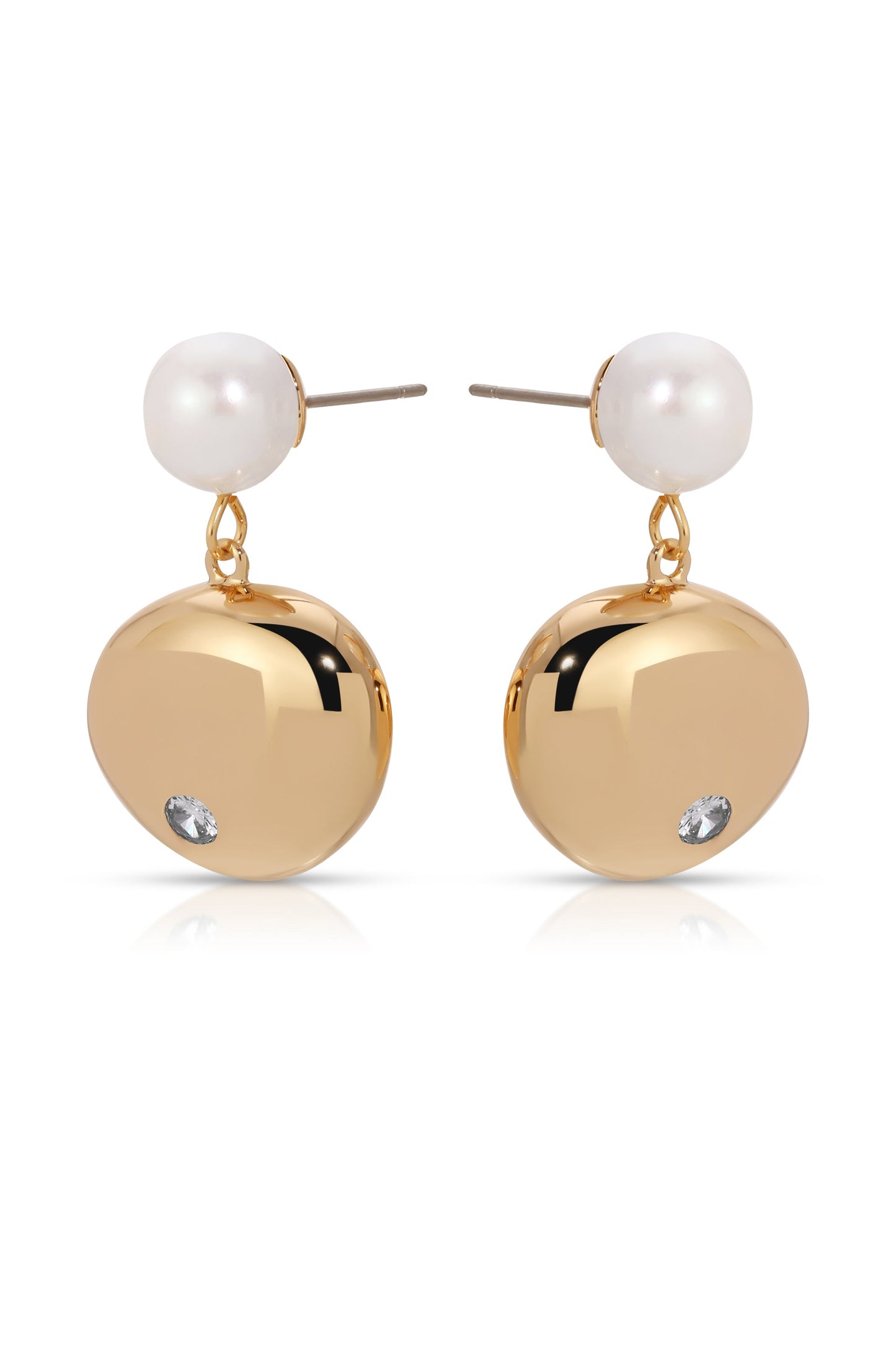 Large Pebble and Pearl Dangle Earrings