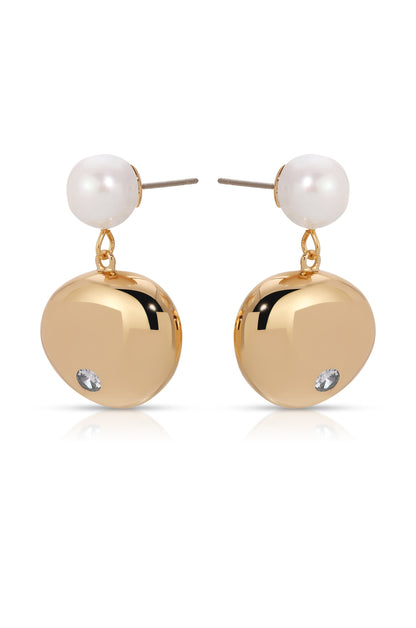 Large Pebble and Pearl Dangle Earrings