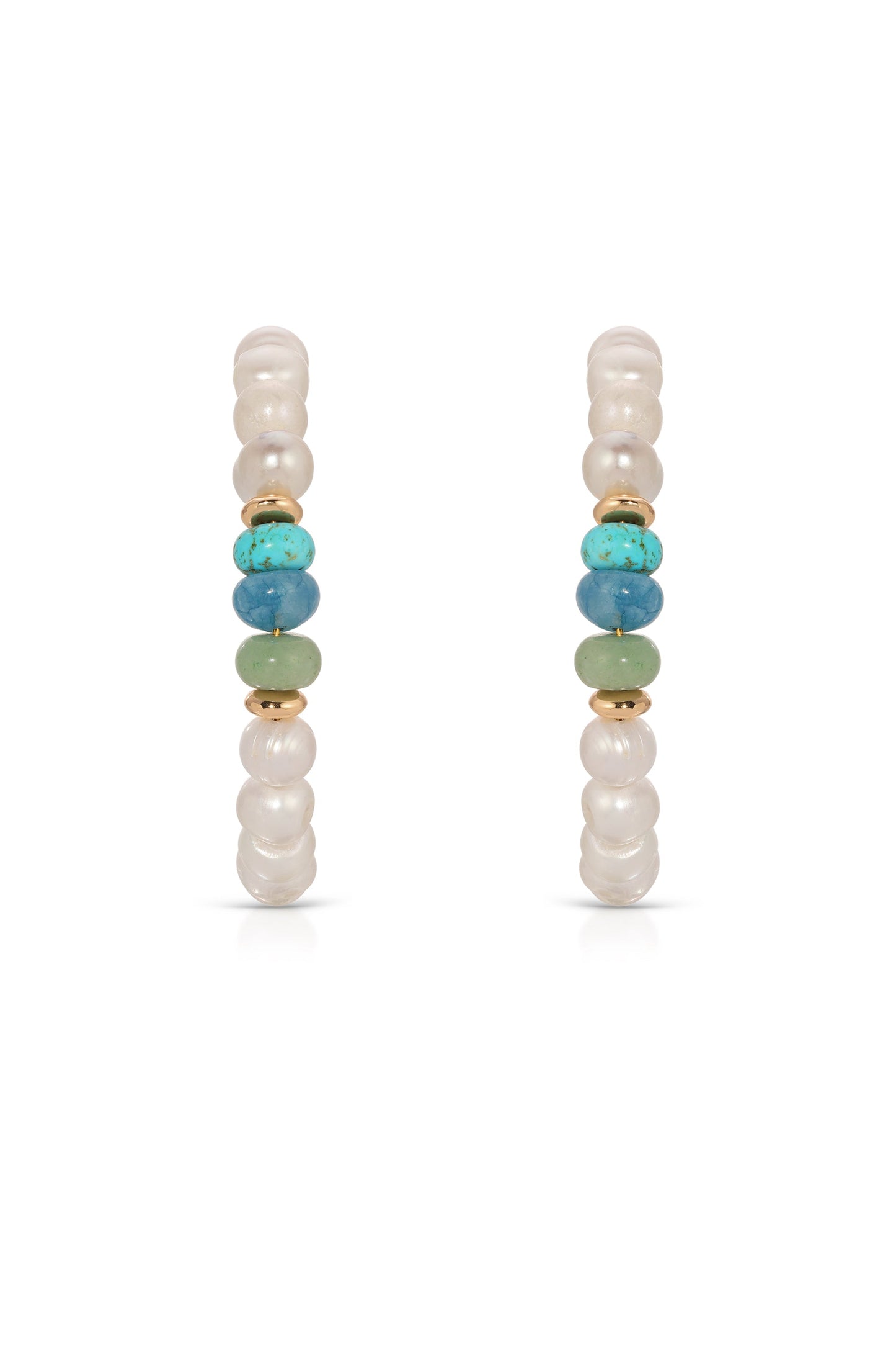 Beach Day Pearl and Gemstone Hoop Earrings