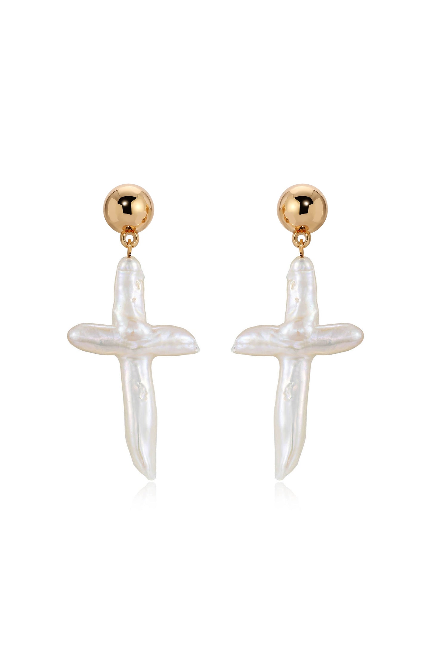 Organic Freshwater Pearl Cross Earrings