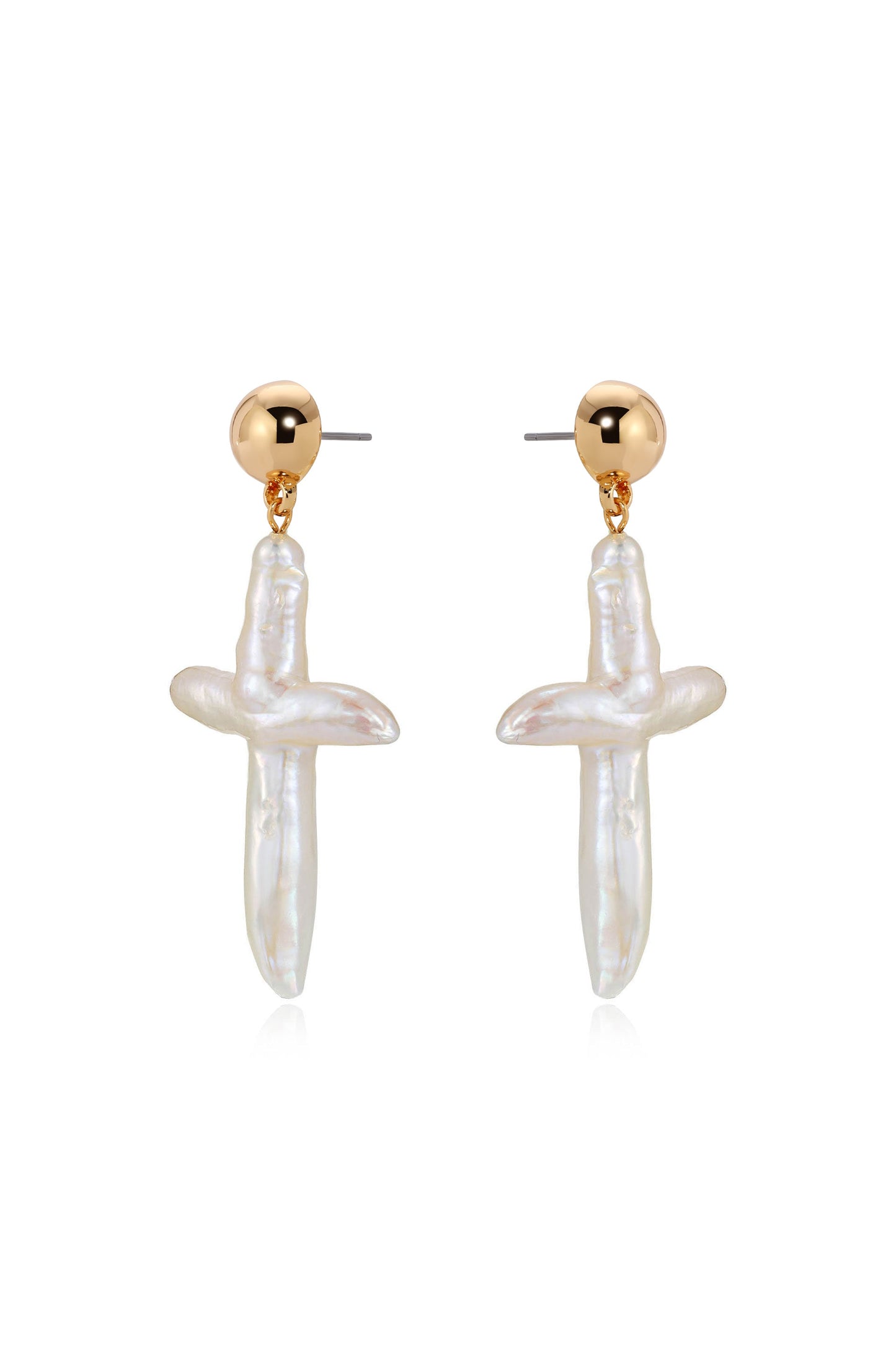 Organic Freshwater Pearl Cross Earrings