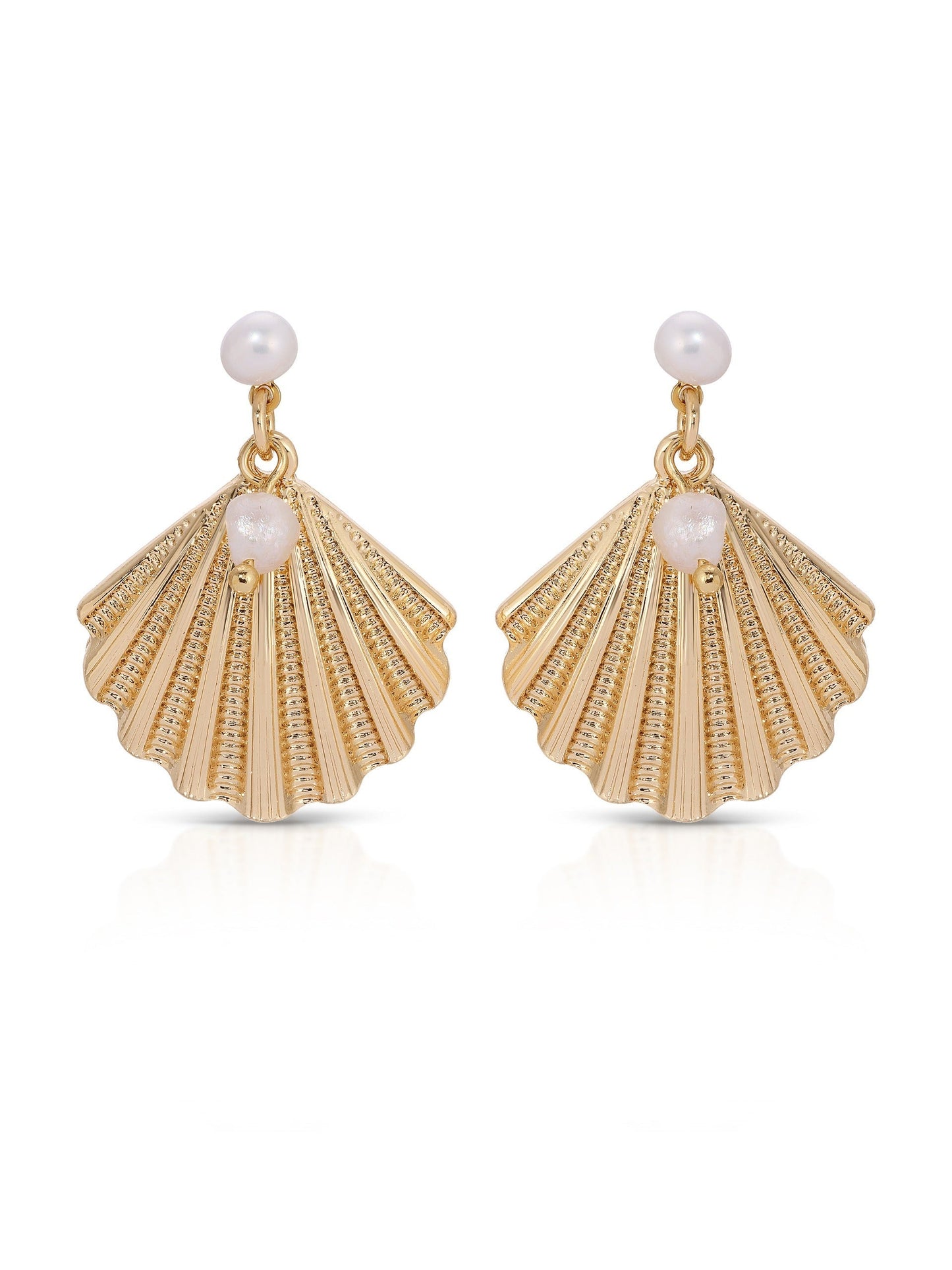 Scallop Shell and Pearl Earrings