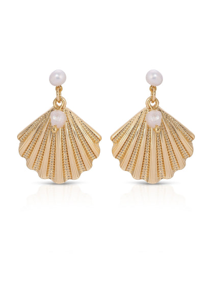 Scallop Shell and Pearl Earrings