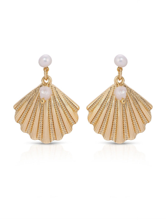 Scallop Shell and Pearl Earrings