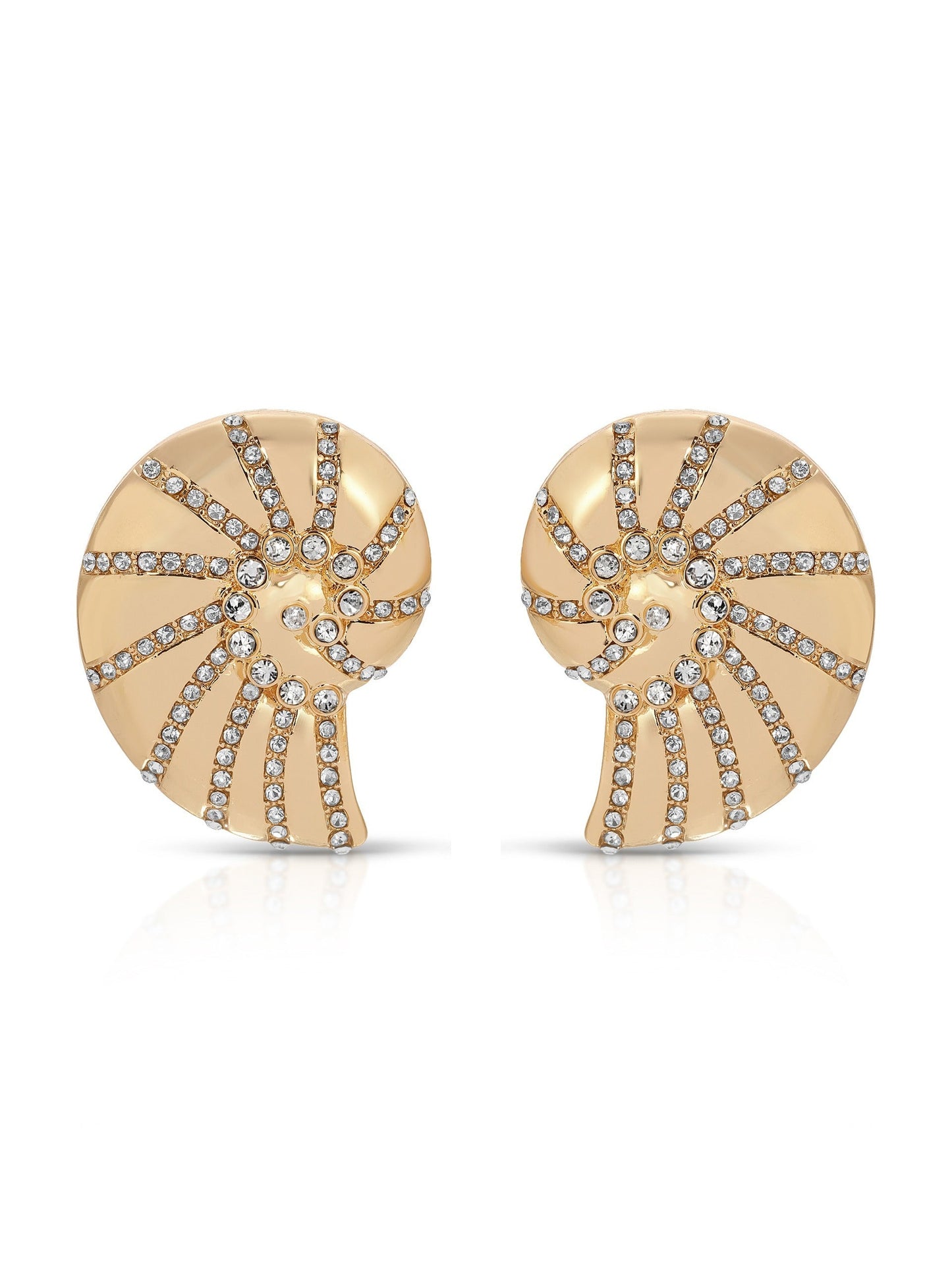 Crystal Studded Nautilus Shell Earrings