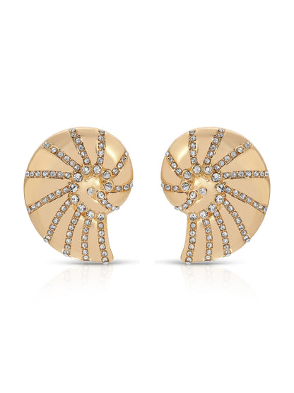 Crystal Studded Nautilus Shell Earrings