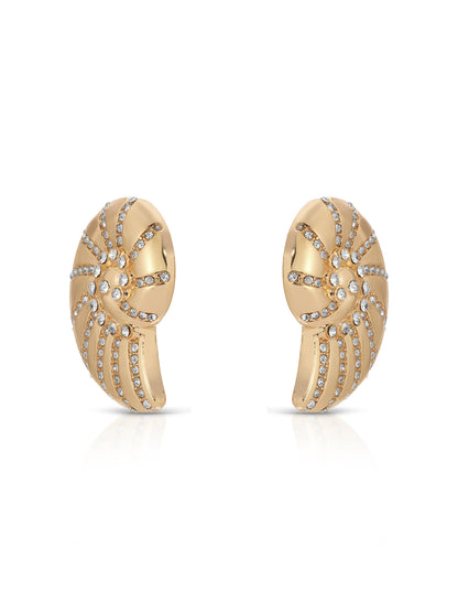 Crystal Studded Nautilus Shell Earrings