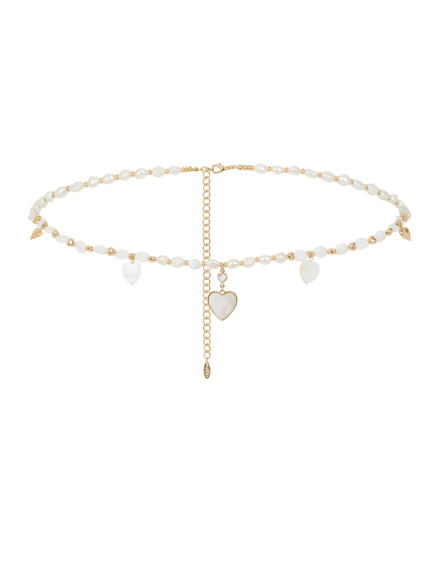 Pearl and Heart Charm Body Chain