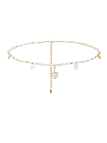 Pearl and Heart Charm Body Chain