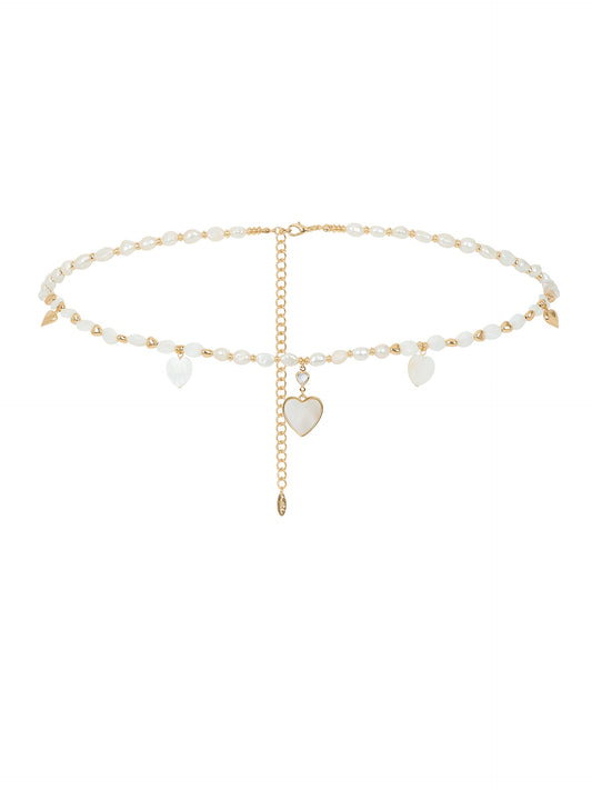 Pearl and Heart Charm Body Chain