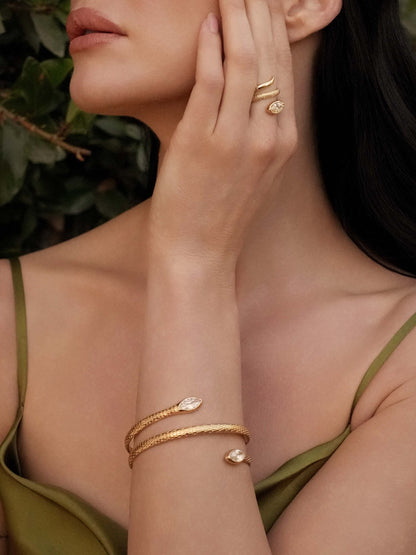 Marquise Coiled Snake Bangle