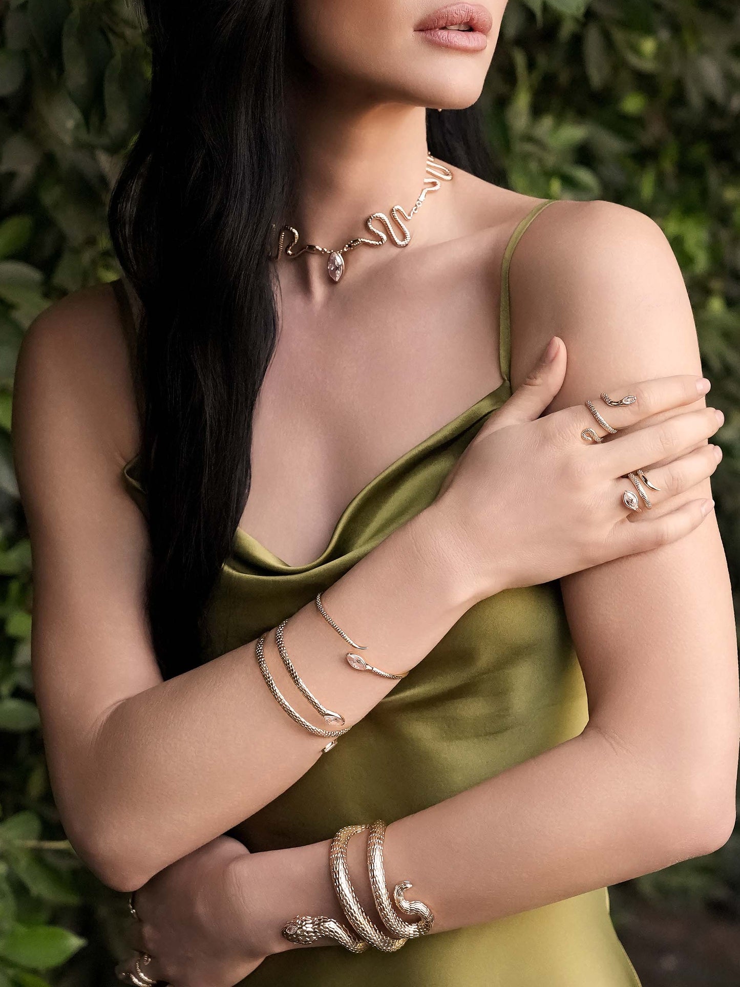 Marquise Coiled Snake Bangle
