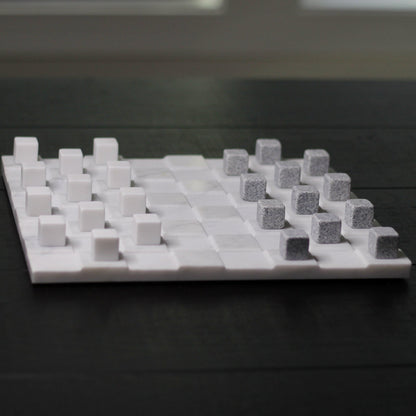 Stone Checkers Set - White Carrara