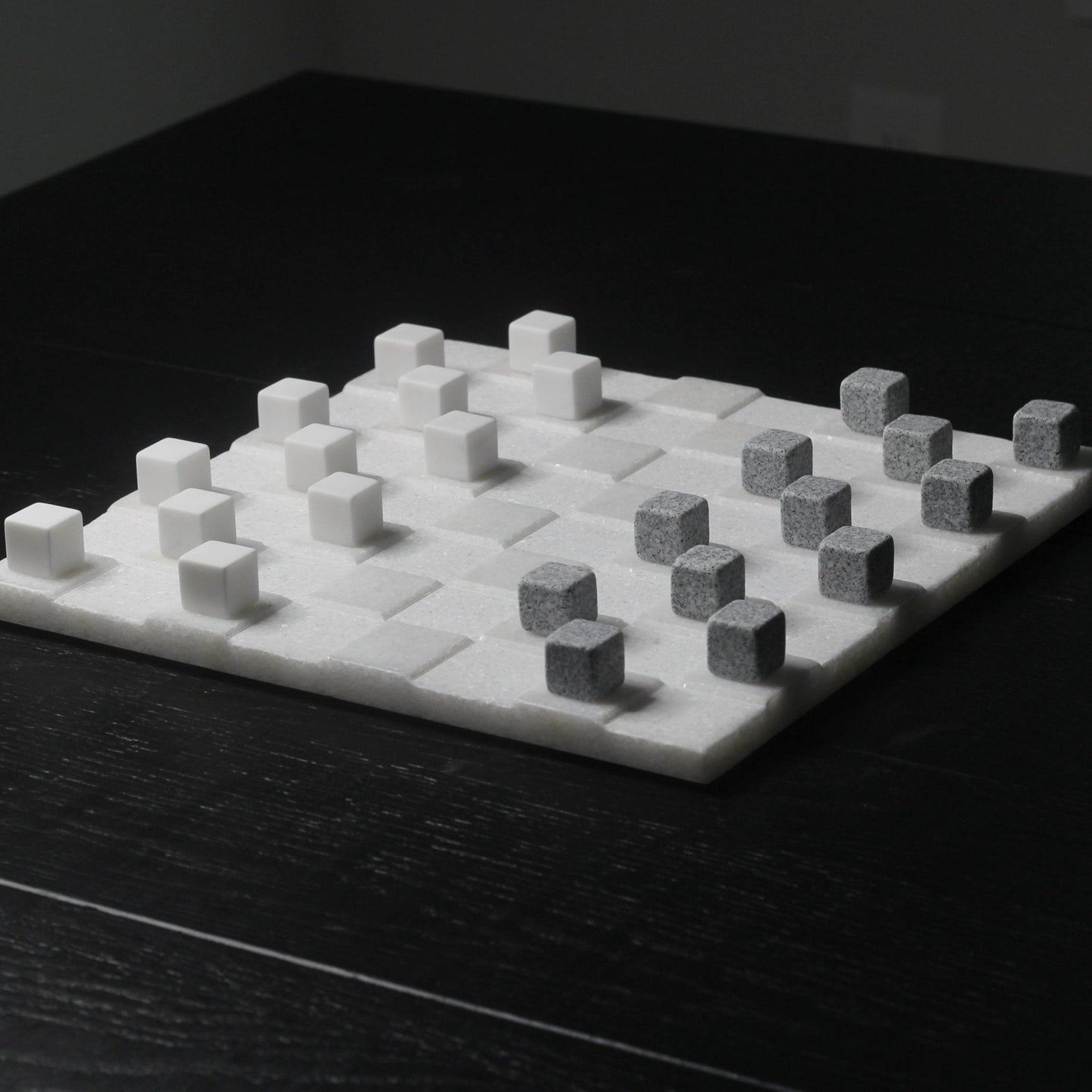 Stone Checkers Set - White Crystal