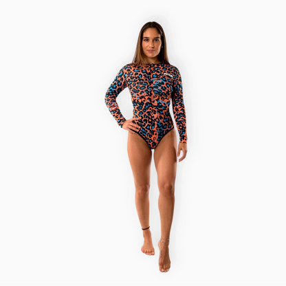 JANGLE Orange Leopard Highercut Springsuit 2/2