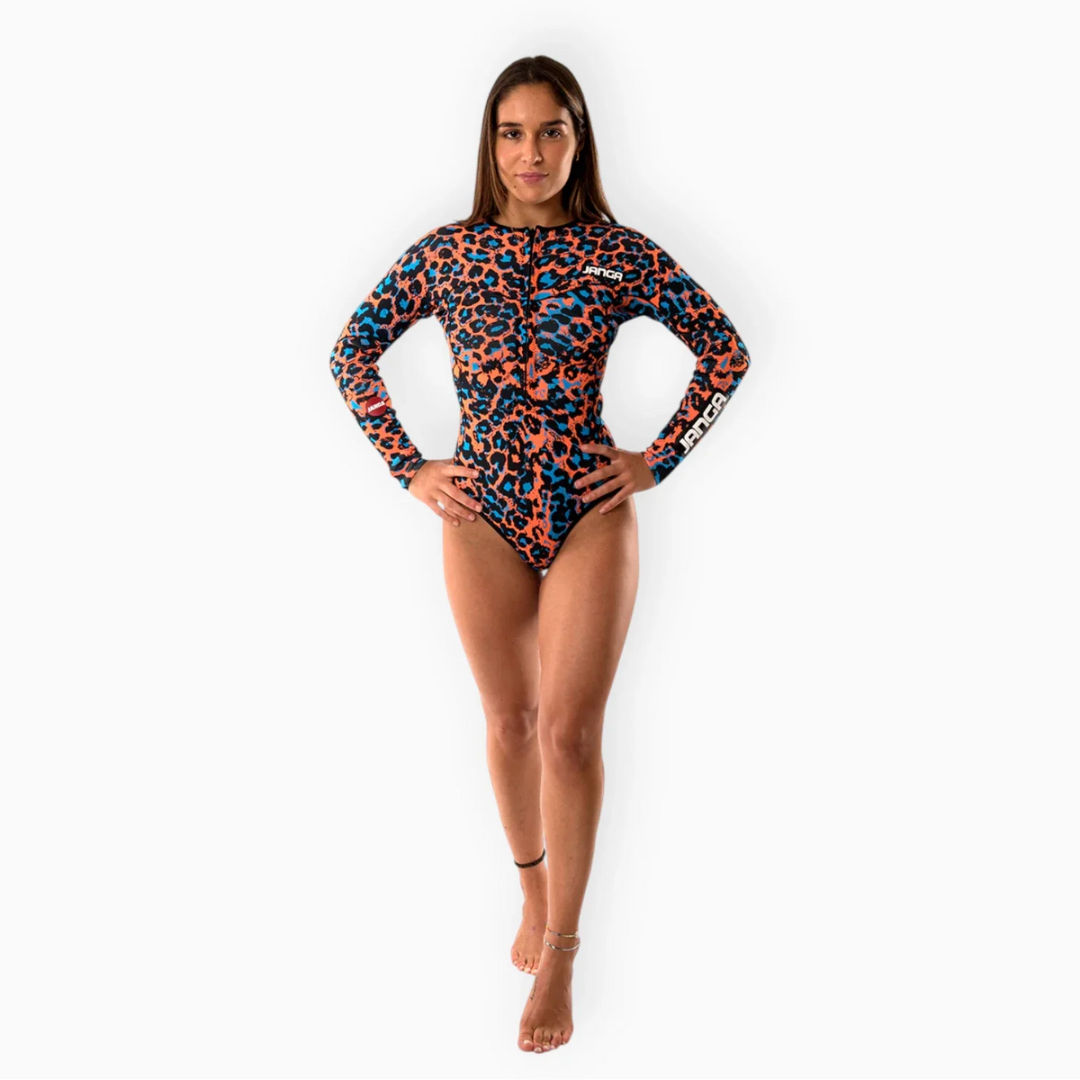 JANGLE Orange Leopard Highercut Springsuit 2/2