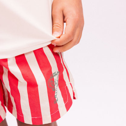 Swim Shorts - Beige/Red - Lobster Stripe