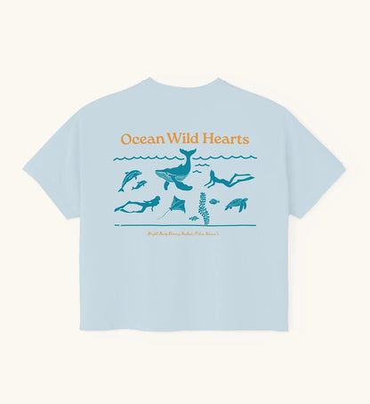 Ocean Wild Hearts Crop-Top Baby Blue