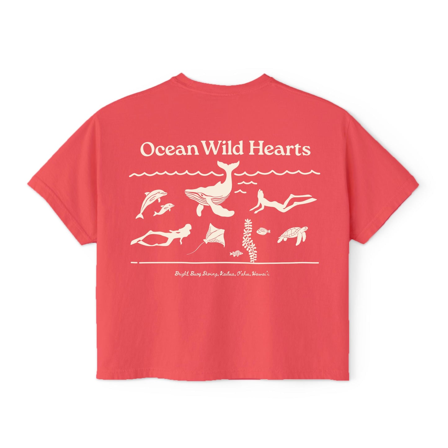 Ocean Wild Hearts Crop-Top Coral