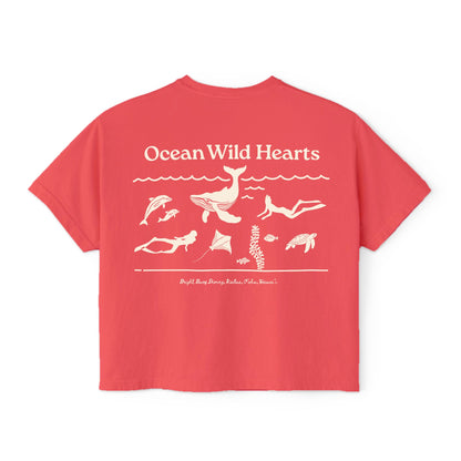 Ocean Wild Hearts Crop-Top Coral