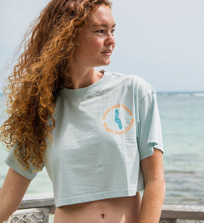 Ocean Wild Hearts Crop-Top Baby Blue