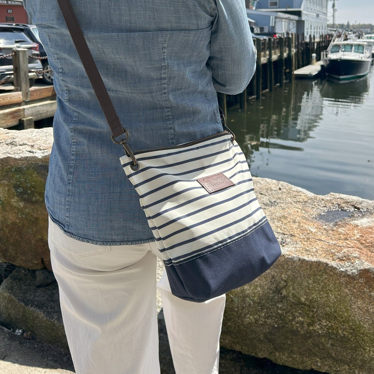 Navy Mariner Stripe Chebeague Crossbody Bag