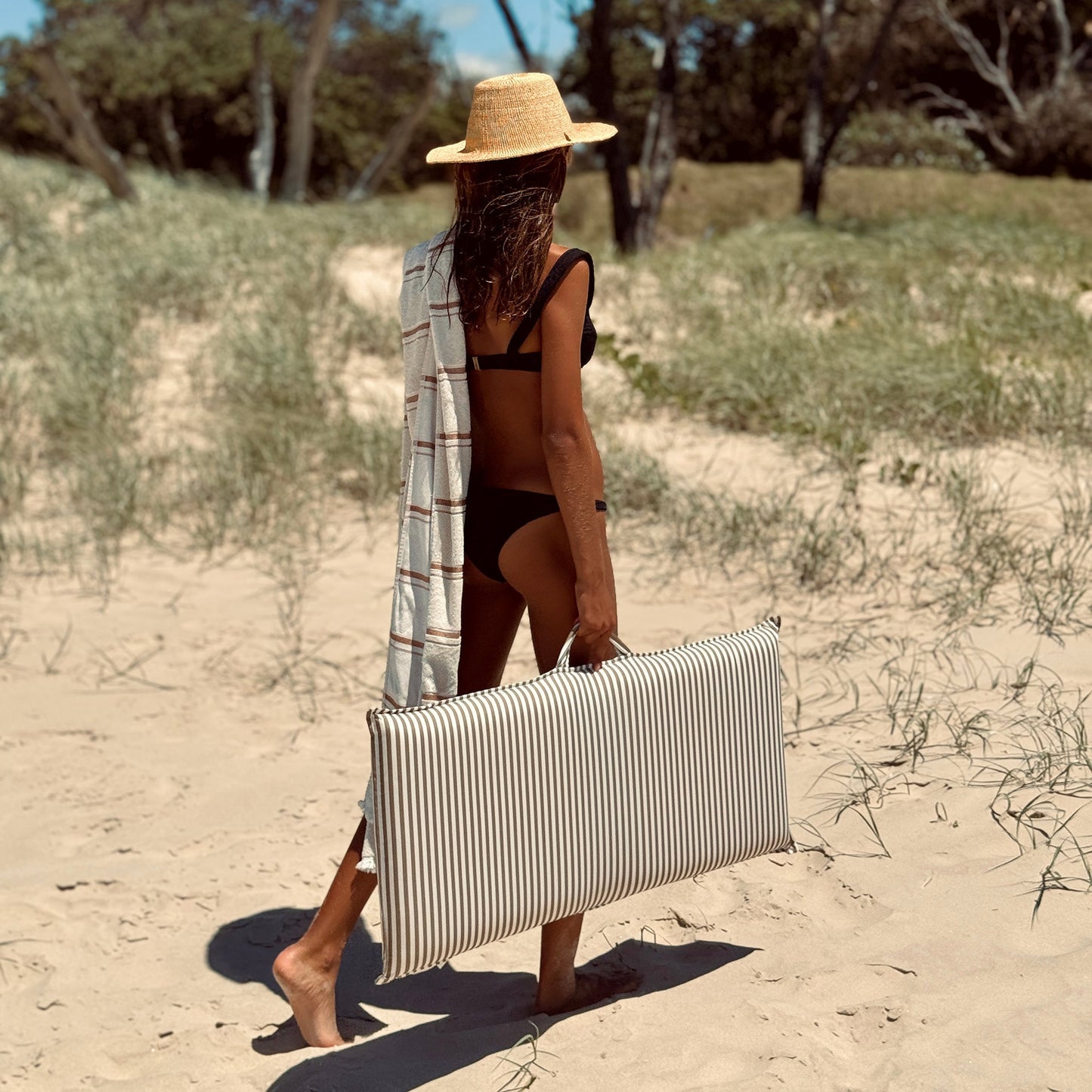 Folding Seat - The Vacay Khaki Stripe