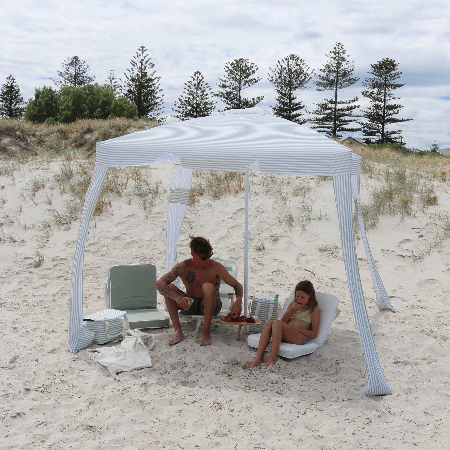 Beach Cabana - Sea Sage Stripe