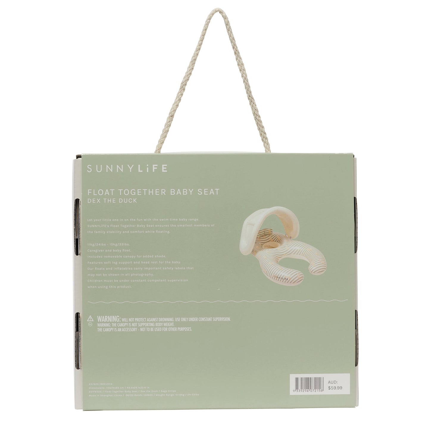 Float Together Baby Seat - Duck Sage Stripe